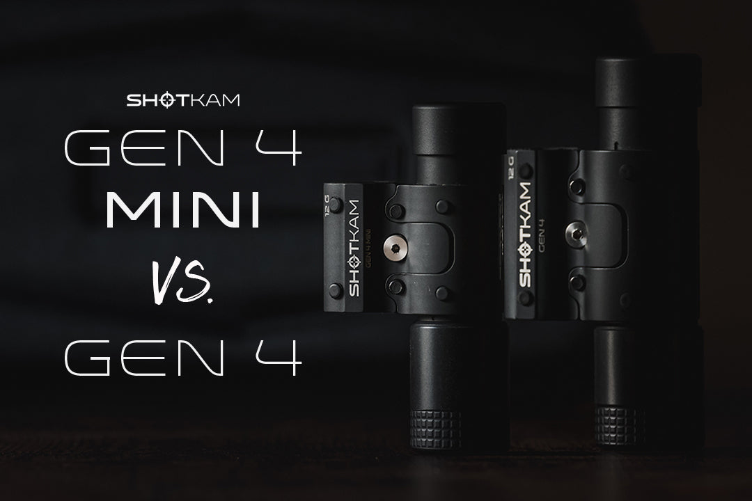 ShotKam Gen 4 Mini and Gen 4 shooting camera comparison, focusing on the compact design of the Mini for Canadian sports shooters.