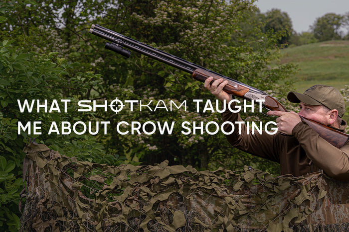 Rob Speed using a ShotKam camera while crow shooting from a concealed field hide