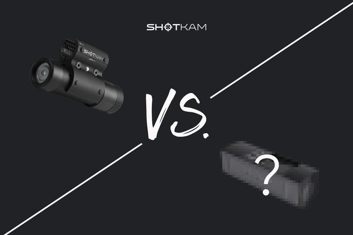 Visual showdown between the ShotKam Gen 4 camera and an unnamed rival product, showcasing ShotKam’s advanced technology for Canadian shooters.