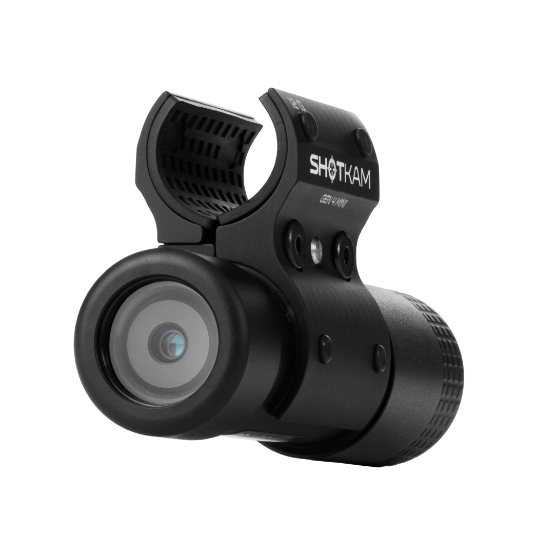 Close-up of the ShotKam Gen 4 Mini, focusing on its lens and secure mounting hardware.