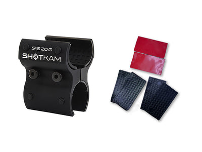 ShotKam Mini 20 Gauge SxS Mount Kit including extra rubber inserts and adhesive strips for a firm, non-slip fit on your side-by-side shotgun.