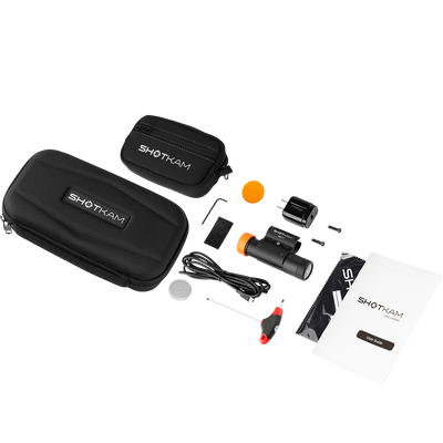 ShotKam Gen 4 complete kit for Canadian shotgun shooters. Includes a barrel-mounted camera, protective case, accessories, and user guide for clay shooting and hunting.