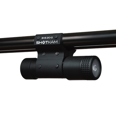 SxS 20 Gauge ShotKam Mount on a side-by-side shotgun – Securely attaches the Gen 4 Mini ShotKam to a 20 gauge side-by-side shotgun, ideal for precise video recording during Canadian hunts.